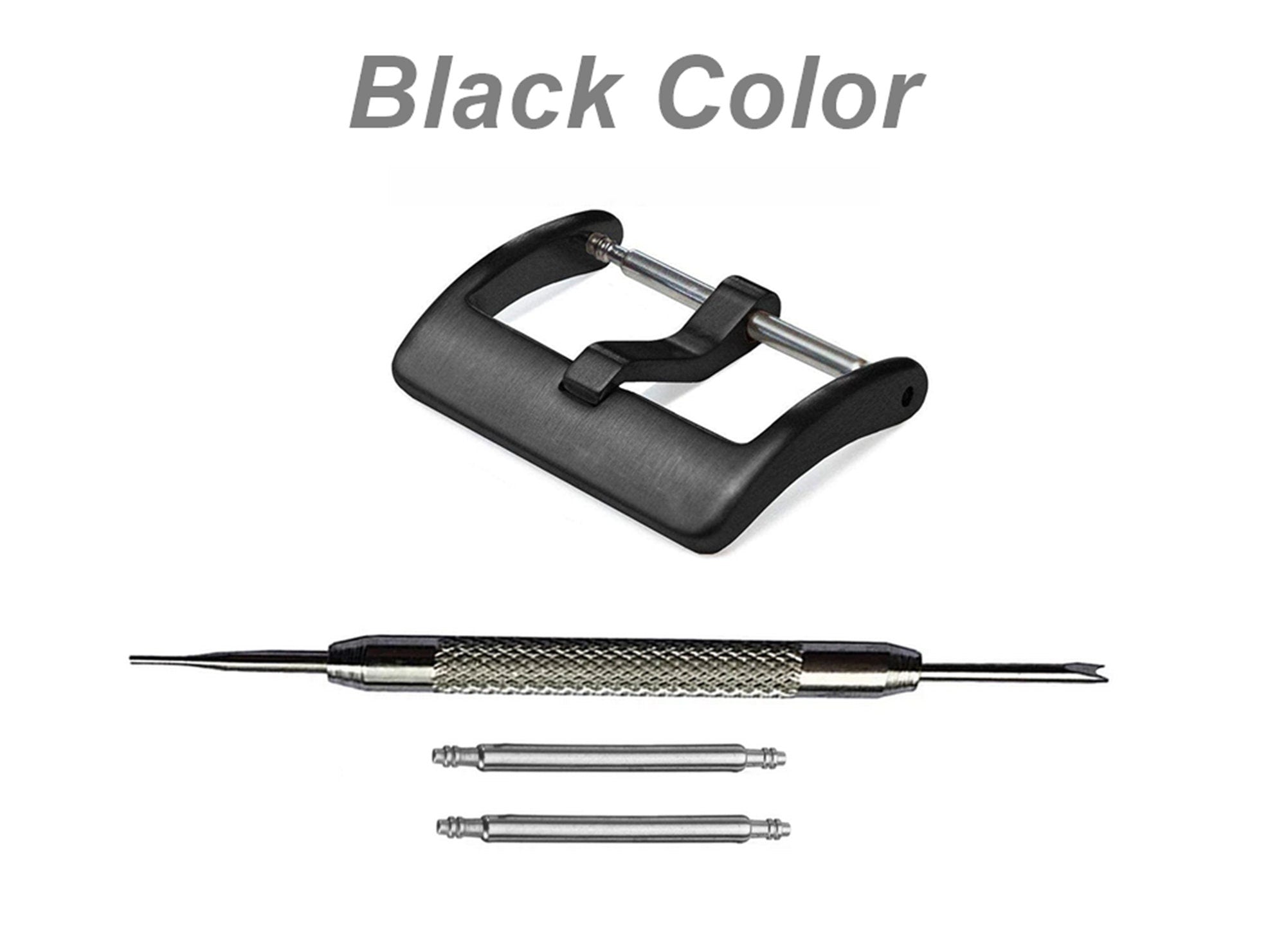 4pcs Set Modern Buckles for 16mm 20mm Watch Straps Bands Replacement Kit Clasp Silver Black Pink Rose Gold Color Finish -Pins Tool Included